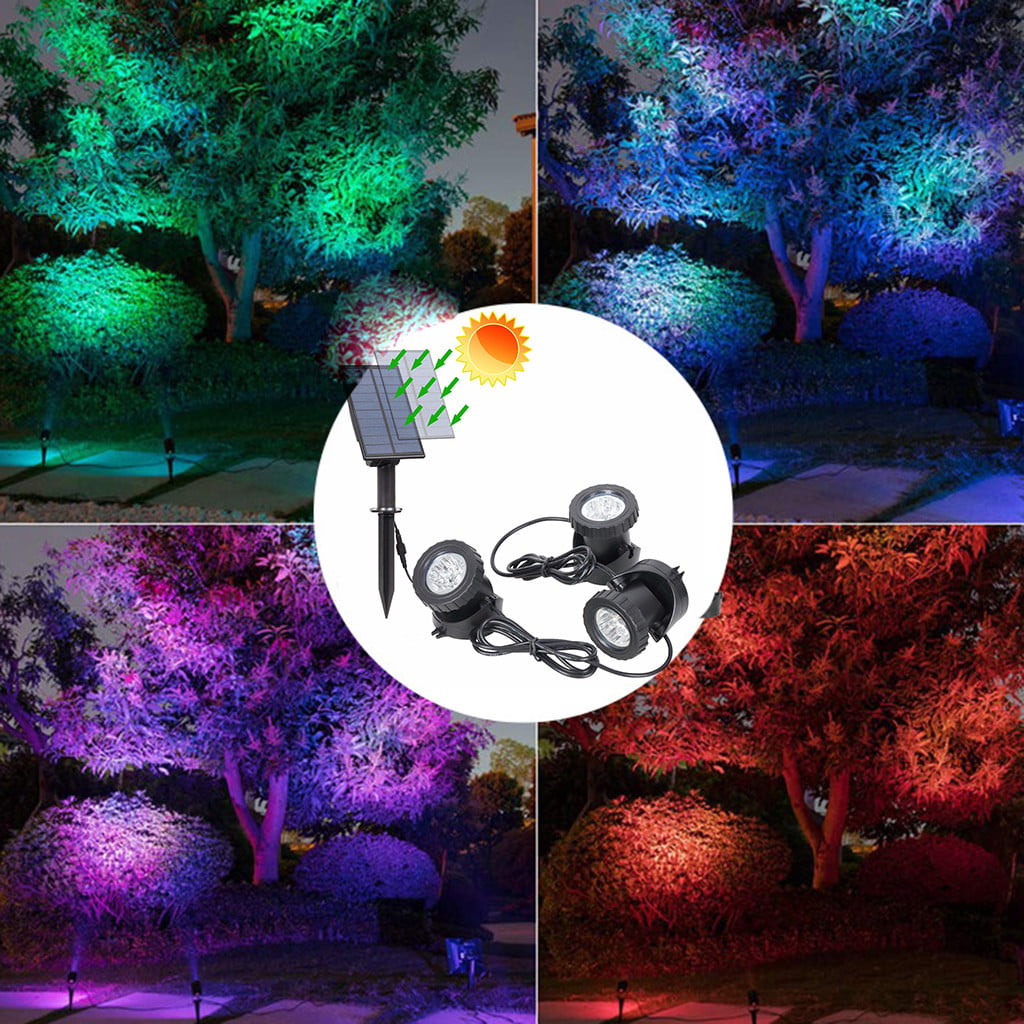 Solar RGB LED Underwater Spotlight Spot Light Lamp Garden Pool Pond D E 