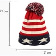 thumbnail image 3 of Xfvqtps Unisex Men and Women Beanie with Plush Pompom Star Print American Flag Print Knitted Stretch Soft Windproof Coldproof Warm Winter Hat Red, 3 of 5