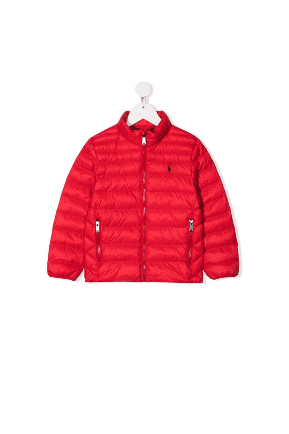 Ralph Lauren Kids, Polo Pony-motif high-neck padded jacket, Red, Size 7