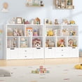 thumbnail image 3 of Homfa Kids Toy Storage Organizer, 5 Cubby Children Bookcase and Bookshelf with 4 Drawer on Wheels for Playroom, White, 3 of 7