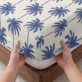 thumbnail image 3 of King Size Fitted Sheet Set - Navy Blue Palm Trees 3 Piece Bedding Sets 16" Deep Pocket Fitted Sheet with 2 Pillowcases, Tropical Summer Seaside Rustic Brushed Microfiber Hotel Luxury Bed Sheets, 3 of 9