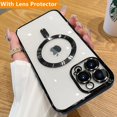 thumbnail image 2 of Fashion Magnetic Case For Magsafe For iPhone 14 13 12 Pro Max Plus Plating Clear Soft Silicone Wireless Charging Cover, 2 of 5