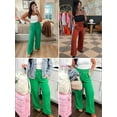 thumbnail image 4 of SHOWMALL Women's Wide Leg Pants Drawstring Waist Pants Pink 2XL Casual Long Trousers with Slant Pockets, 4 of 10