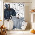 thumbnail image 4 of Navy Blue Fall Shower Curtain, Waterproof Shower Curtains for Bathroom, Pumpkin Botanical Autumn Thanksgiving Washable Fabric Bathtub Curtain Set Bath Decor with 12 Hooks Standard 72"x72", 4 of 8
