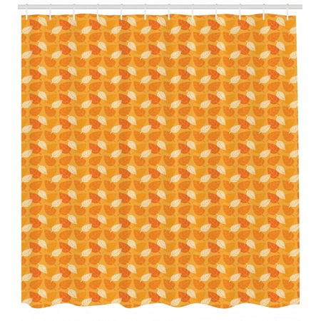 Burnt Orange Shower Curtain Autumn Leaves Silhouettes Foliage