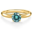 thumbnail image 3 of Gem Stone King 10K Yellow Gold Blue Moissanite Solitaire Engagement Ring for Women | 0.50 Cttw | Round 5MM | Gemstone Birthstone | Size 8, 3 of 6