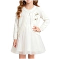 thumbnail image 4 of hengsof Toddler Girls Short Sleeve Bolero Cardigan Sweaters Kids Knit Button Lettuce Trim Shrug Cropped Cute Sweater, 4 of 8