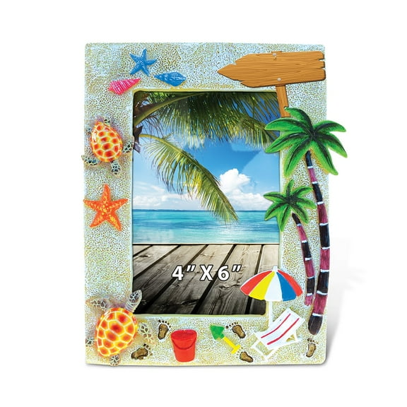 Puzzled  Inc Sunny Beach Nautical Multicolor 6-inch x 4-inch Picture Frame