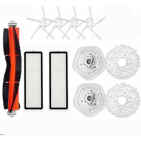 Kit de accesorios de repuesto para aspiradora robot Dreame Bot W10/W10 Pro, 1 cepillo giratorio + 2 filtros + 4 cepillos laterales + 2 paños de limpieza + 2 portamopas