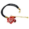 thumbnail image 3 of Amazing Red Rose & Stone Beads w/ Pearls on Braided Leatherette Bracelet, 3 of 4