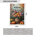 thumbnail image 3 of Welcome Autumn Garden Flag 12x18 Inch Double Sided Fall Flowers Pumpkins Bird Wooden Barrel Yard Flag Outdoor Decoration Small Farmhouse Yard Outdoor Decor Rustic Home Birthday Gift Holiday Gifts, 3 of 7