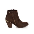 thumbnail image 2 of Women Leatherette Zip Gold Tip Riding Ankle Bootie CI61, 2 of 5