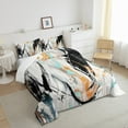 thumbnail image 3 of Orange And Black Comforter Set King Abstract Graffiti Down Comforter Oil Painting Grunge Bedding Set Aesthetics Room Decor Adults Contemporary Artwork Quilt Duvet 3 Pcs, 3 of 6