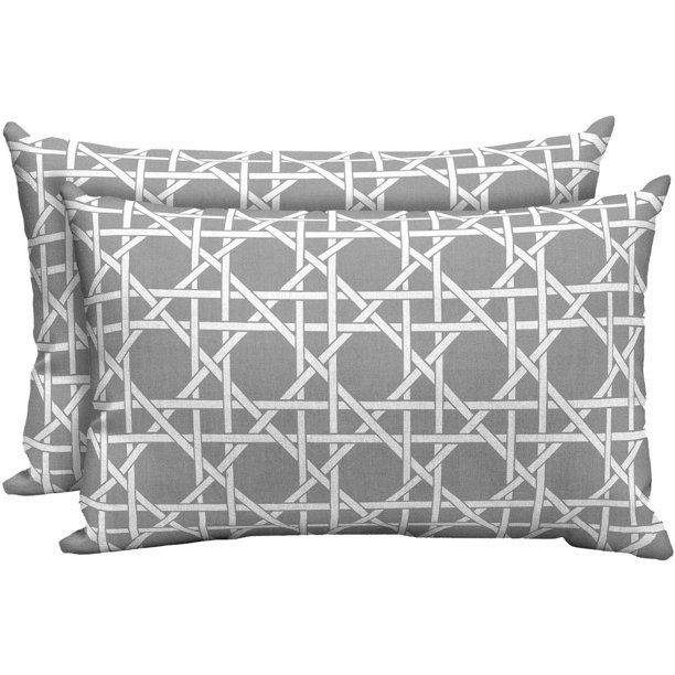Mainstays Outdoor Patio Lumbar Toss Pillow, Set of 2, Multiple Patterns