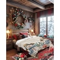 thumbnail image 4 of Christmas Winter Flannel Blanket for Bed,Travel and Camping, Snowman Coral Shell Beige Linen Super Soft Cozy Blanket for All Seasons 60"x80", 4 of 6