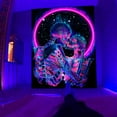 thumbnail image 2 of Simpkeely Blacklight Skull Tapestry, The Kissing Lovers Tapestry UV Reactive Trippy Psychedelic Neon Tapestries Glow in the Dark Party Backdrop, Skeleton Wall Art for Bedroom – 59.1” x 80”, 2 of 8