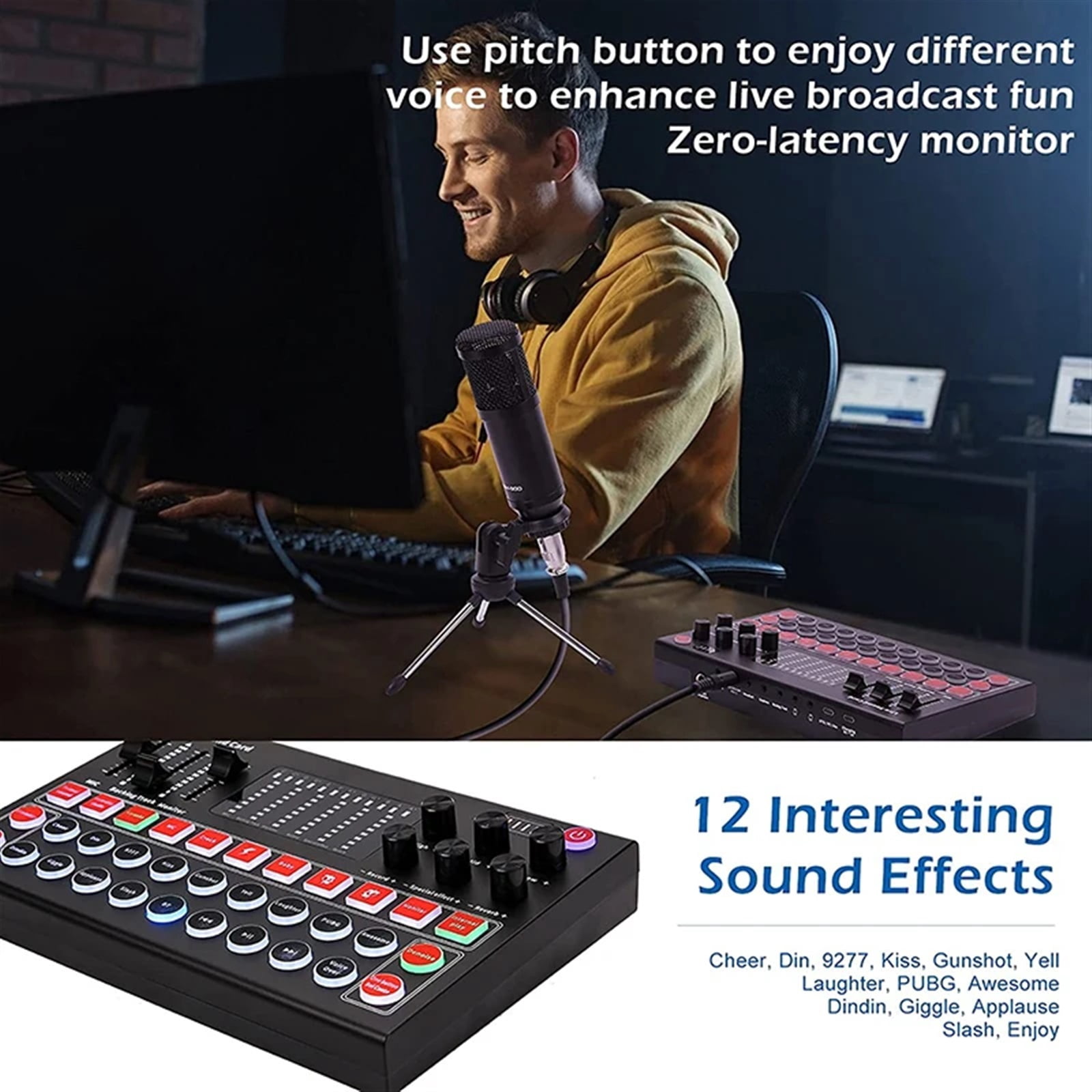 M9 Audio Interface Sound Card Live Voice Mixer External USB Sound Card Multiple Effects Sound Card Mixer Board