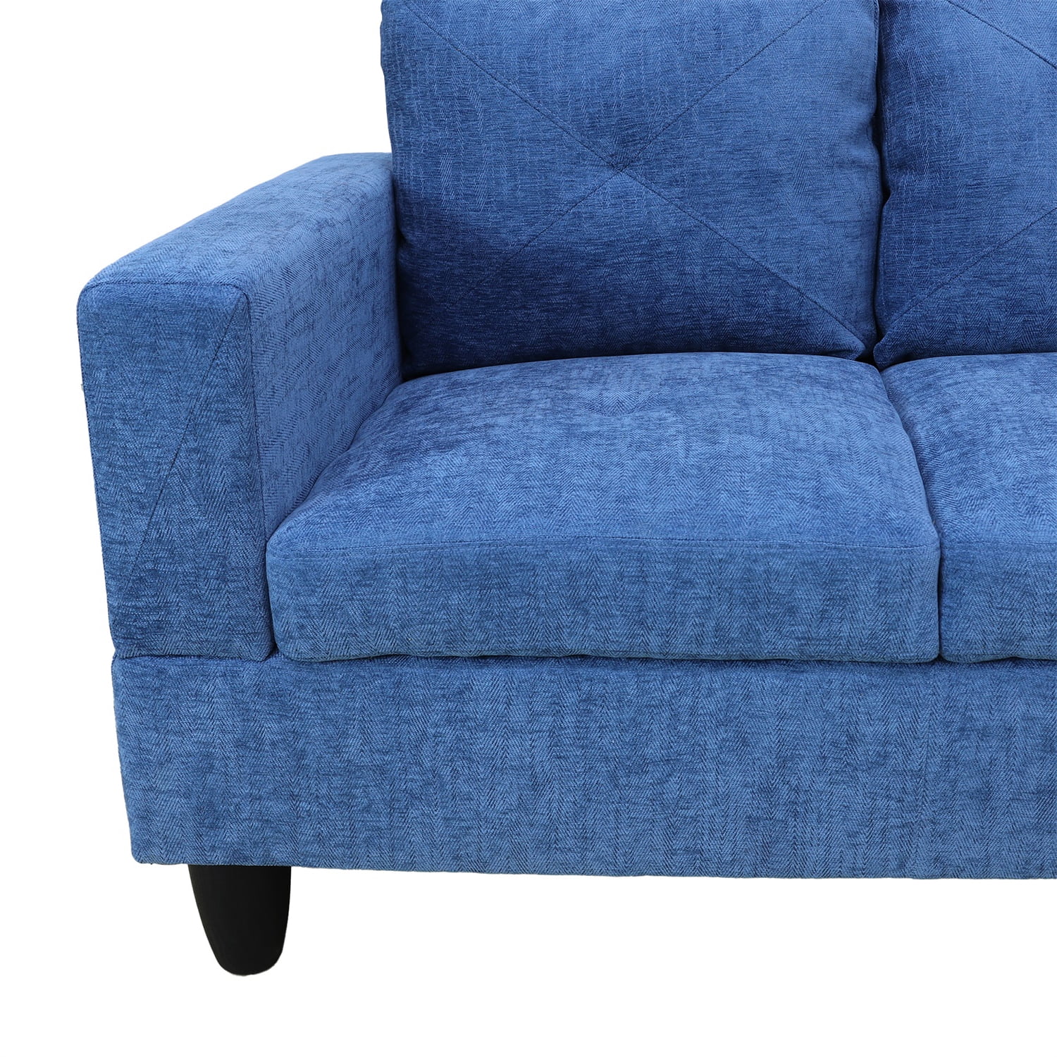 Hommoo Linen 4-Seat Sectional Sofa, L-Shaped Couch for Small Space Living Room, Apartment, Office, Blue(Without Ottoman)