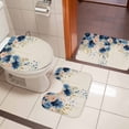 thumbnail image 5 of Spring Flowers Bathroom Rugs Set Vintage Watercolor Pink Blue Floral Gold Leaf Linen Texture Non Slip Absorbent Bath Mats 3 Piece Set, U-Shaped Floor Mat, Toilet Seat Cover Large Size, 5 of 9