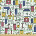 thumbnail image 2 of Ambesonne Hipster Fabric by the Yard Upholstery, Colorful Body Care Tools, 2 Yards, White and Multicolor, 2 of 5