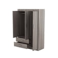 thumbnail image 5 of 3-Door Wardrobe Cabinet Closet  with 2 Drawers,Bedroom Organizer, Wood Grain Effect in Gray, 5 of 7
