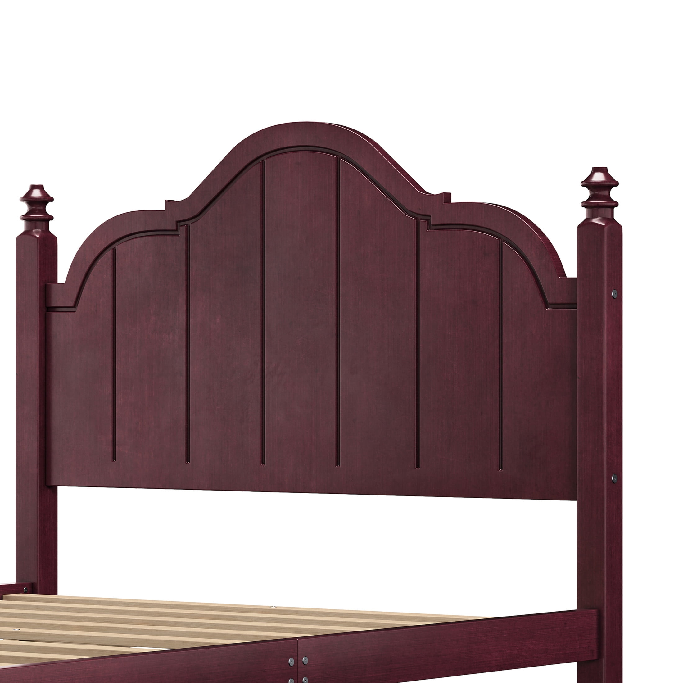 Noble House Full Bed Frame with Headboard, Vintage Wooden Platform Bed with Slat Support, Espresso