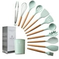 thumbnail image 1 of Kitchen Utensils Set 11Pcs Silicone Non-stick Barreled Cooking Utensils Set Silica Gel Utensil Wooden Handle Kitchenware Set, 1 of 7