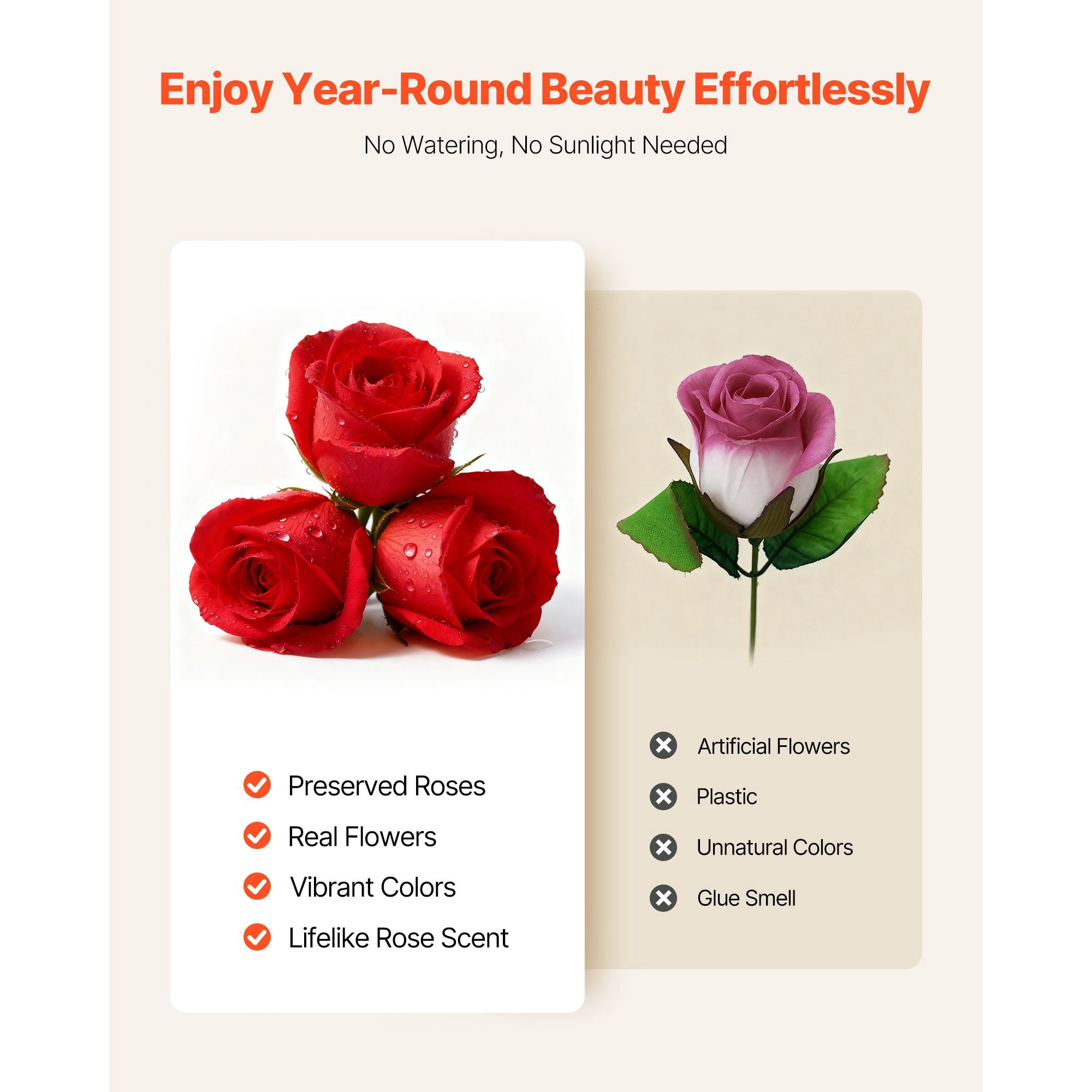 Preserved Roses 27 Real Roses in Round Box, Lasts Up to 3 Years, No Watering Needed, Light Rose Fragrance, Romantic Gift for Valentine's Day Birthday Christmas