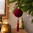 thumbnail image 4 of Dmlowu Christmas Tree Decorations, Velvet Flocked Red Christmas Ornaments with Tassel & Gold Bell, Red Christmas Decorations for Tree Mantel Holiday Party, 4 of 7