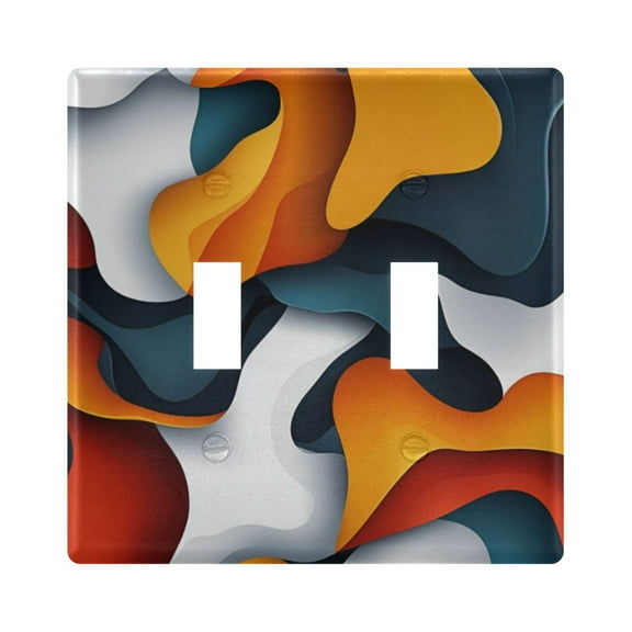 Yayeee Toggle Light Switch Wall Plate 2-Gang 4.56"x4.48" Decorative Outlet Cover, Abstract Wavy