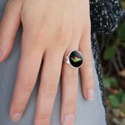 Ski Jumping Rainbow Silver Plated Adjustable Novelty Ring