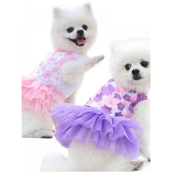 Flower Gauze Tutu Dog Dress Vest Apparel Skirt Clothes Pet Puppy Princess Clothes for Dogs and Cats