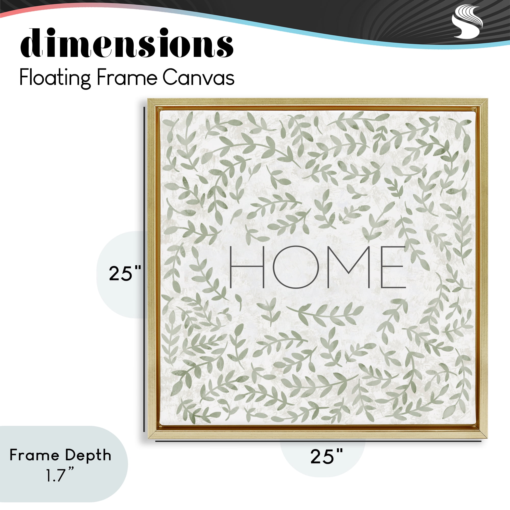 Stupell Industries Curved Ivy Sprigs Greenery Gold Framed Floater Canvas Wall Art, design by SD Graphics Studio