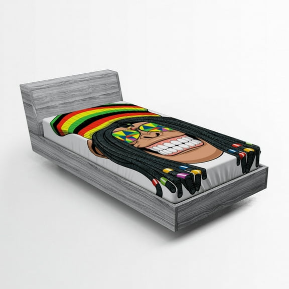 Ambesonne Monkey Fitted Sheet, Hippie Animal, Twin XL Size, Multicolor