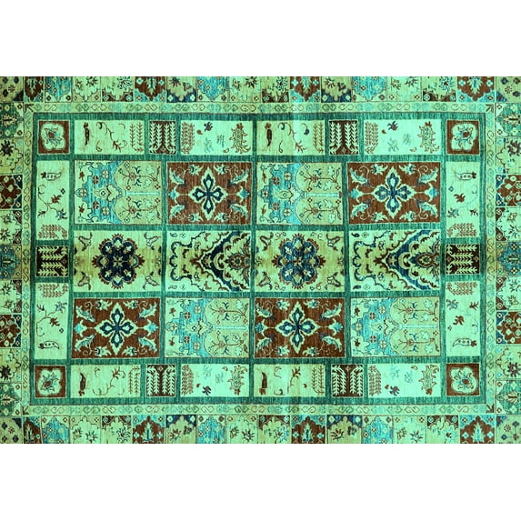 Ahgly Company Machine Washable Indoor Rectangle Abstract Turquoise Blue Modern Area Rugs, 2' x 3'