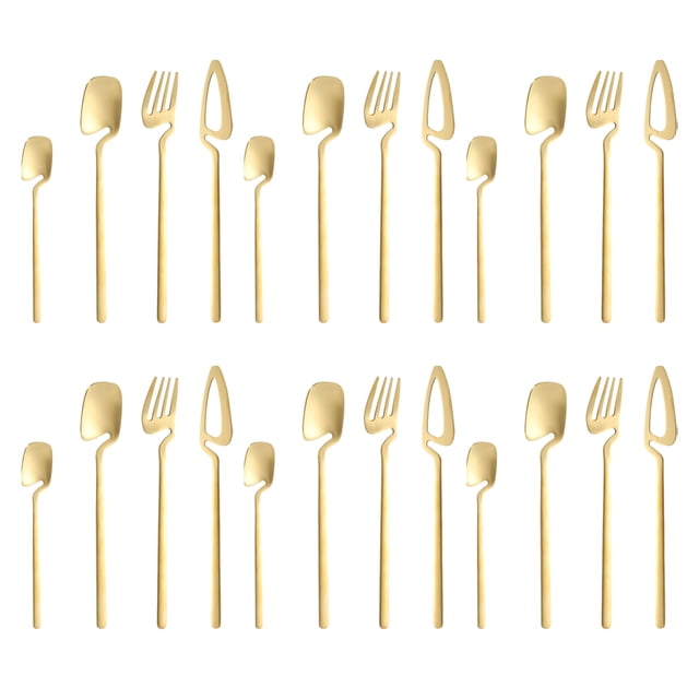 Hangable 24-Piece Silverware Set, Satin Finish Flatware Cutlery Set Service for 6, Knives/Forks/Spoons Included, Dishwasher Safe