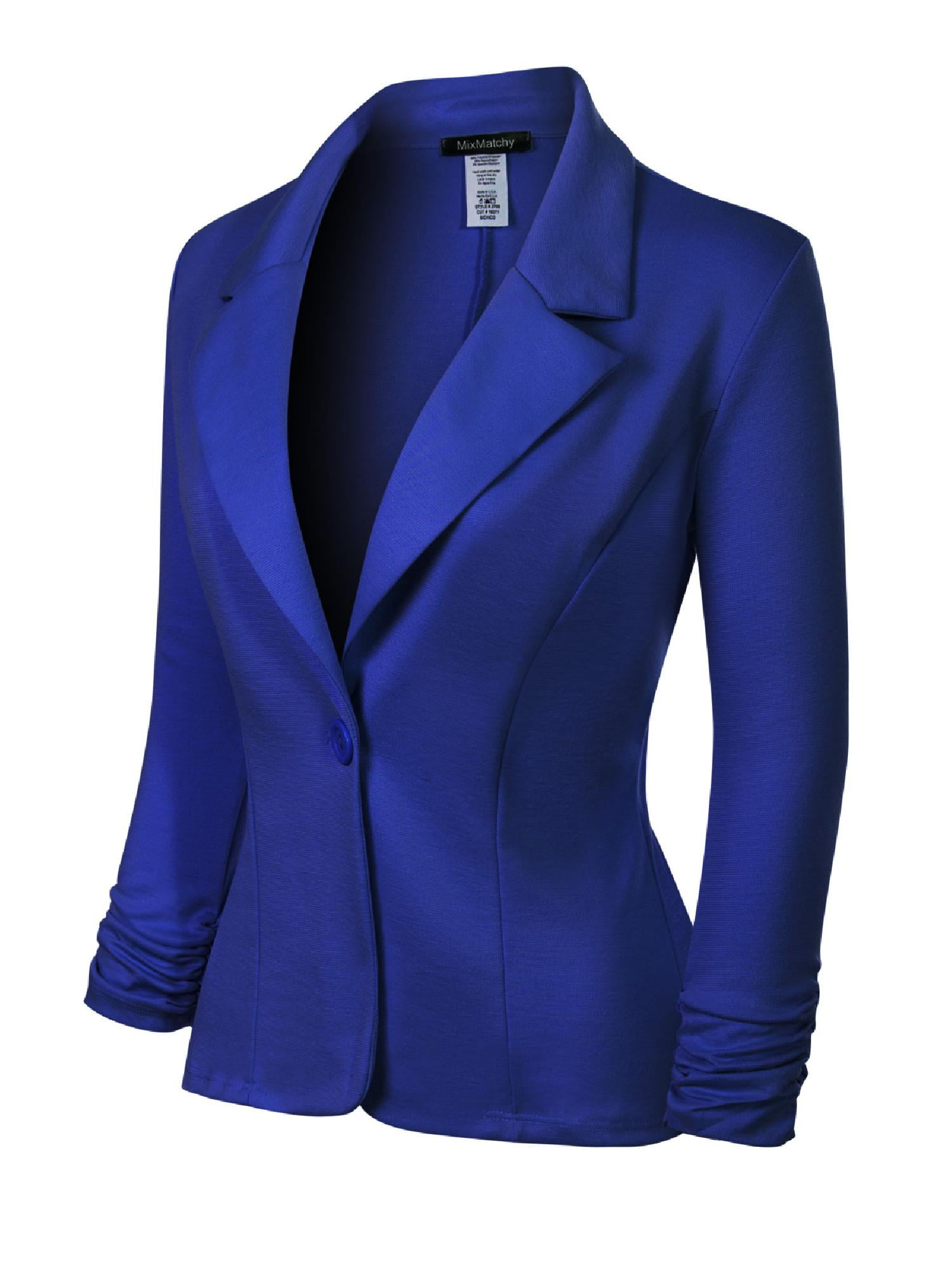 Like wine To adapt Made by Olivia Women's Classic Casual Work Solid Color Knit Blazer Royal  Blue L - Walmart.com