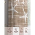 thumbnail image 5 of Brown Coastal Sheer Curtains 54 Inch Length 2 Panels Set, Summer Ocean Waves Ombre Sea Starfish Voile Window Treatment Rod Pocket Short Kitchen Curtains Drapes for Bedroom 52"x54"x2, 5 of 7