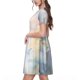 thumbnail image 2 of Balery The Cat Looks in the Mirror Vestidos sueltos de manga corta para mujer, vestidos de verano 2025, vestidos casuales de corte A con vuelo., 2 of 6