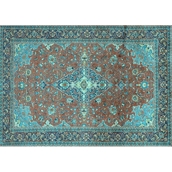 Ahgly Company Indoor Rectangle Persian Light Blue Traditional Area Rugs, 5' x 8'