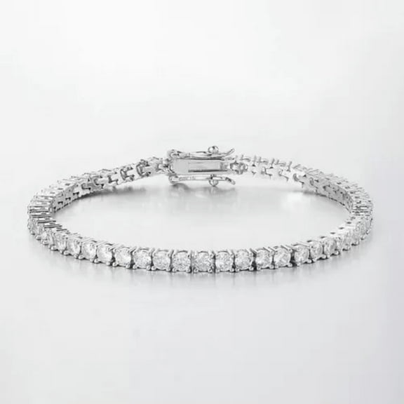 GKNET 3mm Sparkling Cubic Zirconia Tennis Bracelet Women Party Jewelry-Silver-7 in