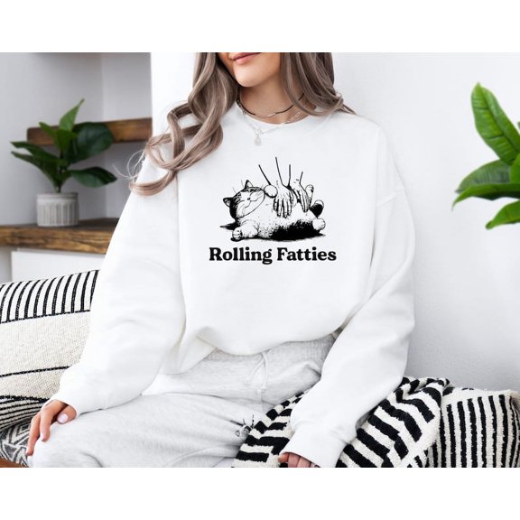 Rolling Fatties Cat Sweatshirt, Funny Cat Shirt, Cat Lovers Hoodie, Trendy T-shirt, Sarcastic Hoodie, Cute Cat Tee, Fat Cat Sweatshirt