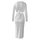 thumbnail image 5 of Ropa de mujer, Mujeres Crop Top y Slit Falda Set Bodycon manga larga Deep V Neck Sexy Paty Club 2PCS Abanopi Pequeña, 5 of 7