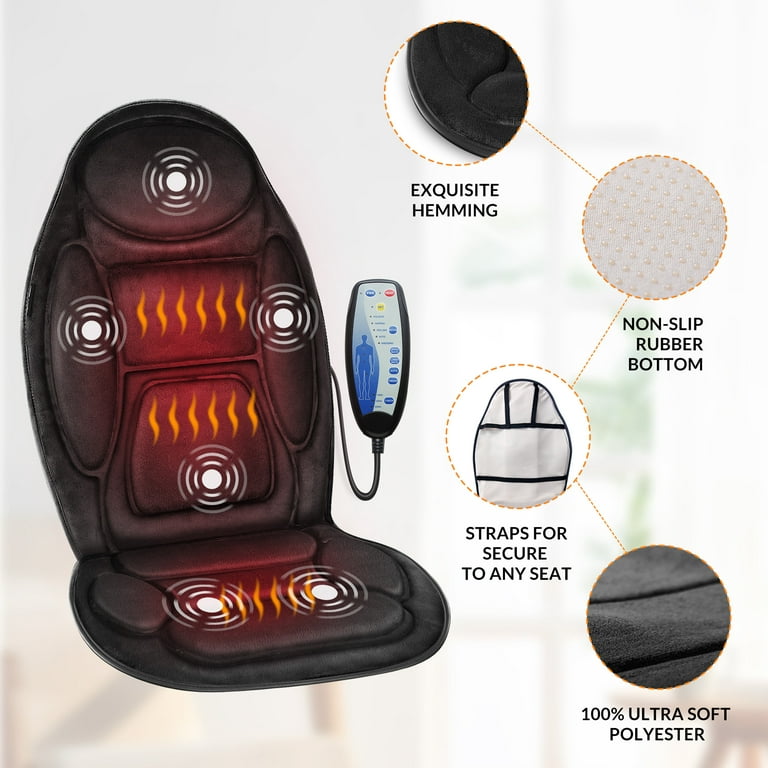 Snailax Massage Seat Cushion - Back Massager with Heat, 6 Vibration Massage  Nodes & 2 Heat Levels, Massage Chair Pad for Home Office Chair