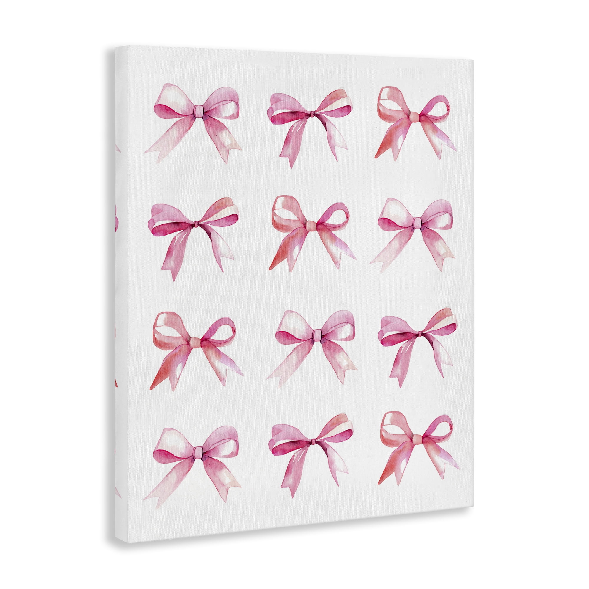 Stupell Industries Pink Bows Rows Beauty & Fashion Painting Gallery Wrapped Canvas Art Print Wall Art, 16 x 20