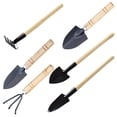thumbnail image 1 of Herramientas de jardinería, mini paleta de mano para suculentas, 2 juegos, juego de tres piezas de vidrio para el hogar, rastrillo de madera y hierro para el hogar, 1 of 6