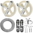 thumbnail image 1 of Hearth & Gear Outdoor Clothes Drying Line Set Including Steel Wire Rope 5 Inch Pulley S Shaped Divider Tensioner Screws Hooks And Expansion, 1 of 7