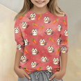thumbnail image 2 of Grblisyd Girls Shirts Size 10-12 3/4 Sleeve Cute Animal Print T Shirts Kids Crewneck Casual Tops Graphic Tees, 2 of 6