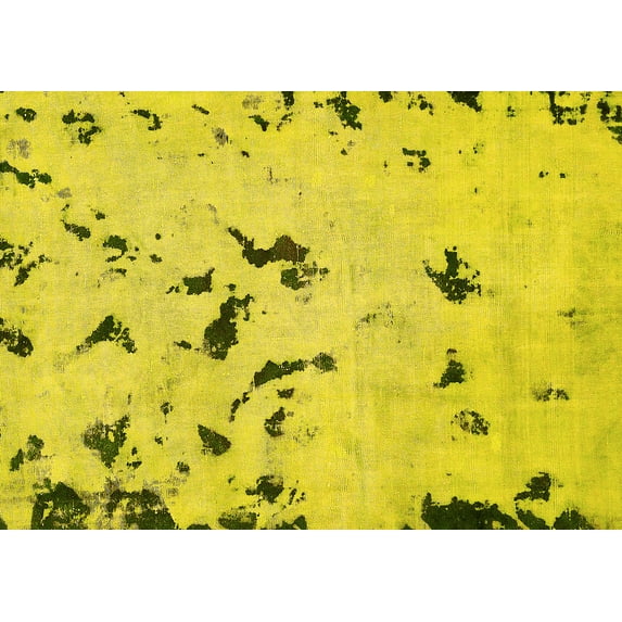 Ahgly Company Machine Washable Indoor Rectangle Abstract Yellow Modern Area Rugs, 7' x 9'