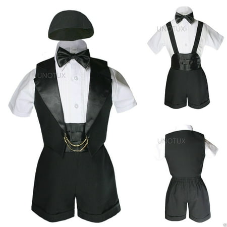 

Infant Boy Toddler Christening Baptism Formal Black Vest ShortsTuxedo Suit 0M-2T
